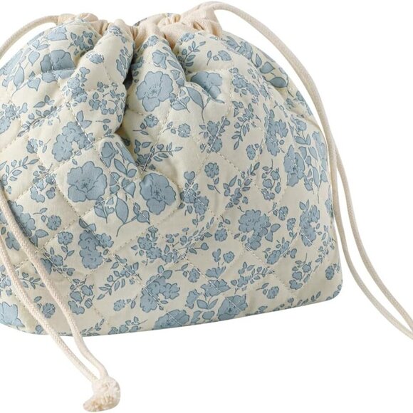 Handbags - Cotton Makeup Bag Toiletry Bag Canvas Lining for Women and Girls Light Blue